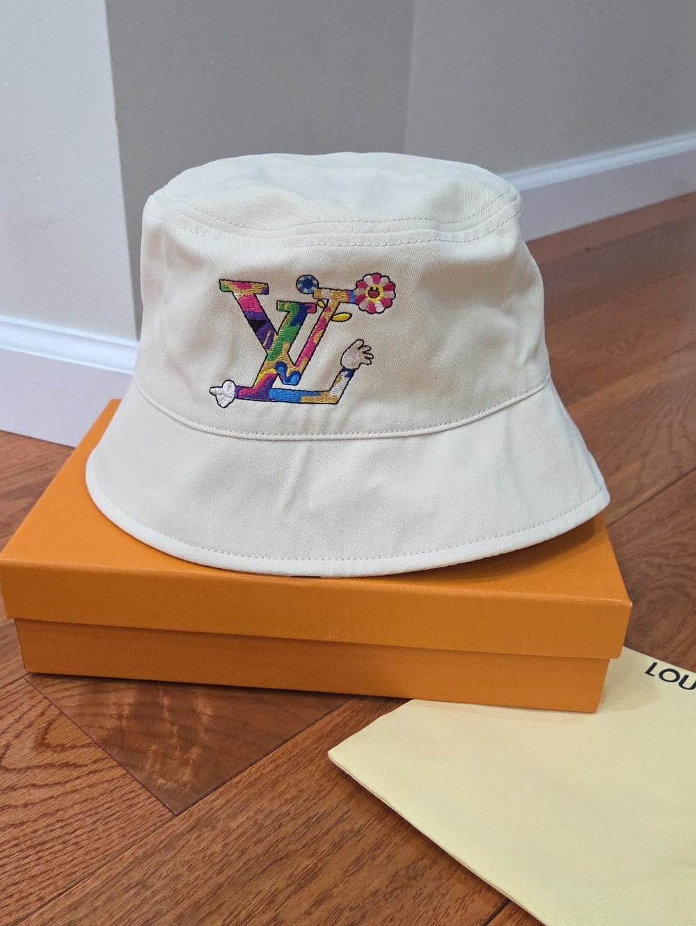 Louis Vuitton White Multicolor Monogram Bucket Reversable Hat